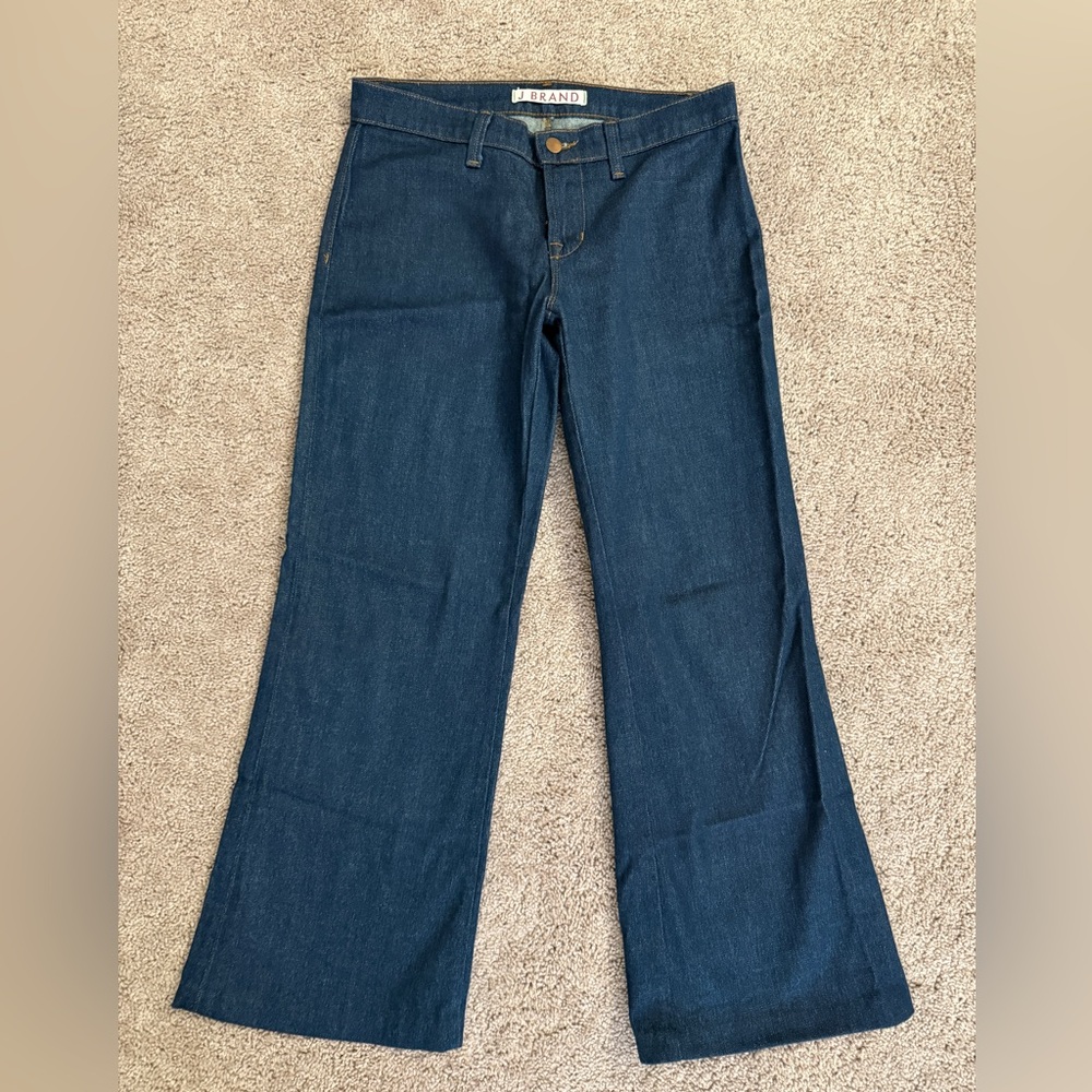 J Brand Jeans Women size 27 Dark Blue Flare Stretchy Wide Leg Denim Pants